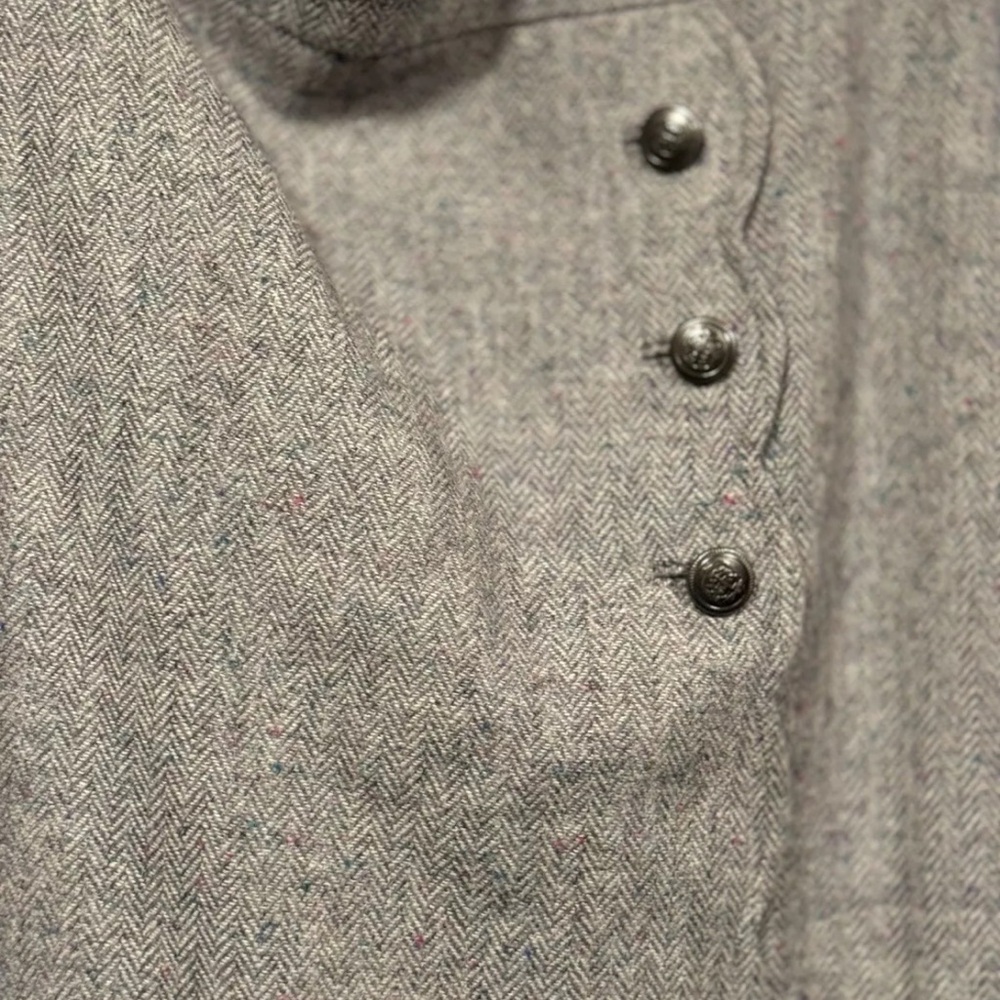 Talbots Gray Tweed Skirt Women SZ 8 Wool Blend Buttons Casual Office Fall Preppy
